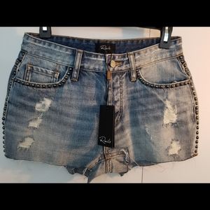 Rails Distressed Studded Denim Shorts.